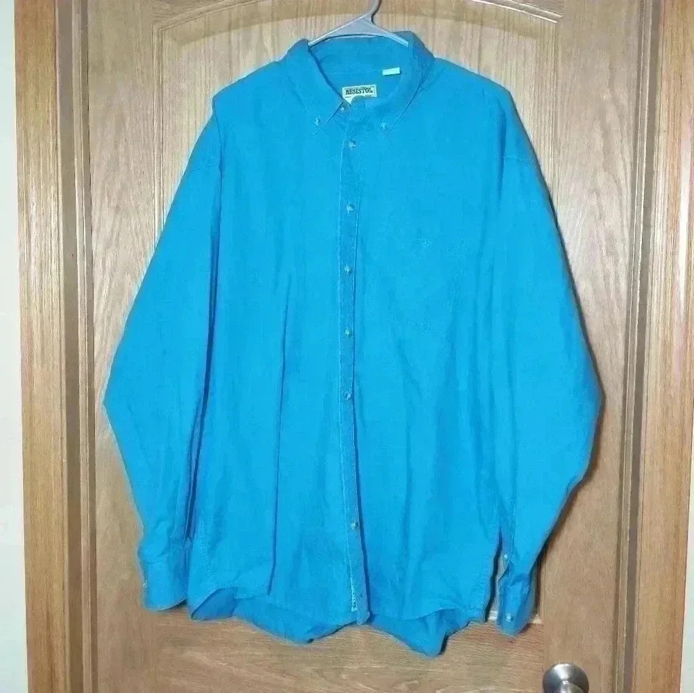 Resistol long sleeve button down teal shirt size XXL